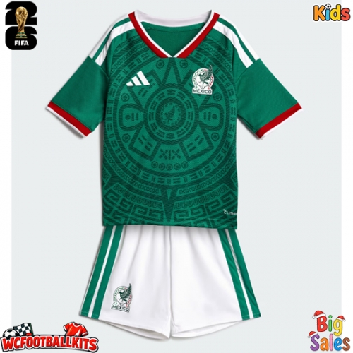 Mexico Replica Home Stadium Kit for Kids World Cup 2026 Short Sleeve (+ pants)